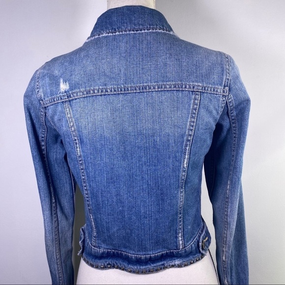 AMERICAN Eagle Studded Distressed Denim Jacket - Picture 4 of 14